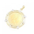 18KYG/18KWG(枠) ダイヤモンド コイン ペンダント0.23CT