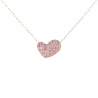 K18PG ハート サファイヤ ネックレス 0.85CT 拡散処理未検査