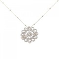 K18WG フラワー ダイヤモンド ネックレス 0.22CT