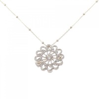 K18WG フラワー ダイヤモンド ネックレス 0.22CT