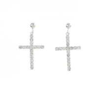 K18WG クロス ダイヤモンド ピアス 0.26CT