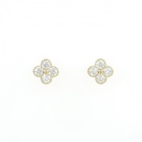 【新品】K18YG フラワー ダイヤモンド ピアス 0.50CT