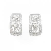 750WG フラワー ダイヤモンド ピアス/イヤリング 0.42CT