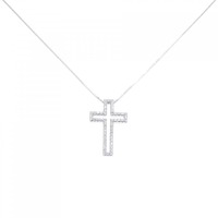 K18WG クロス ダイヤモンド ネックレス 0.26CT