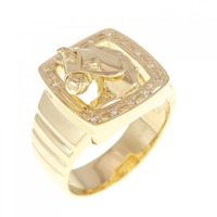 【新品】K18YG ホース ダイヤモンド リング 0.09CT