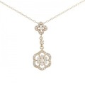 K18PG フラワー ダイヤモンド ネックレス 0.36CT