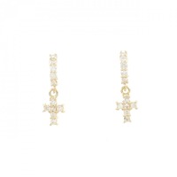 K18YG クロス ダイヤモンド ピアス 0.20CT