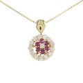 K18YG フラワー ルビー ネックレス 0.30CT