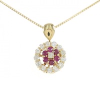 K18YG フラワー ルビー ネックレス 0.30CT
