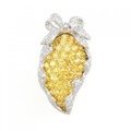 K18YG/K18WG リボン サファイヤ ブローチ 3.75CT 拡散処理未検査
