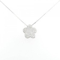 K18WG フラワー パヴェ ダイヤモンド ネックレス 0.70CT