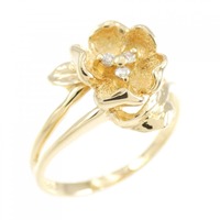K18YG フラワー ダイヤモンド リング 0.027CT