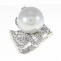 K18WG 白蝶パール リング 13.4mm