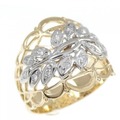 K18YG/PT リーフ ダイヤモンド リング 0.11CT