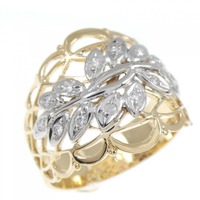 K18YG/PT リーフ ダイヤモンド リング 0.11CT