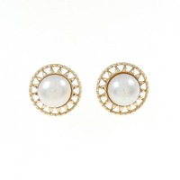 K10YG 淡水パール ピアス 7.6mm