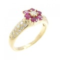 K18YG フラワー ルビー リング 0.48CT
