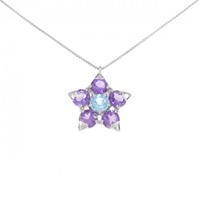 585WG フラワー ブルートパーズ ネックレス