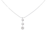 K18WG スリーストーン ダイヤモンド ネックレス 0.50CT