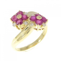K18YG フラワー ルビー リング 0.65CT