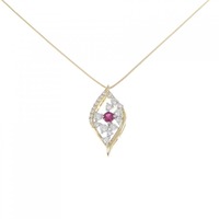 K18YG/PT ルビー ネックレス 0.15CT