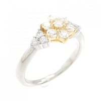 PT/K18YG フラワー ダイヤモンド リング 0.50CT