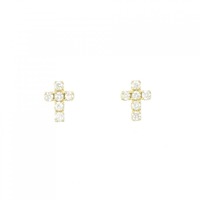 K18YG クロス ダイヤモンド ピアス 0.24CT