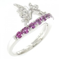 K18WG バタフライ サファイヤ リング 0.44CT 拡散処理未検査