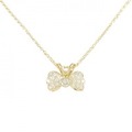 K18YG/750YG リボン ダイヤモンド ネックレス 0.45CT