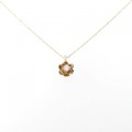 【新品】K18PG/K18YG フラワー ダイヤモンド ネックレス 0.10CT