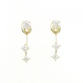 K18YG 2WAY スリーストーン ダイヤモンド ピアス 0.70CT