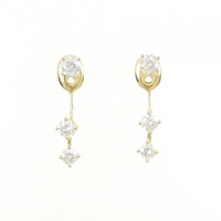 K18YG 2WAY スリーストーン ダイヤモンド ピアス 0.70CT