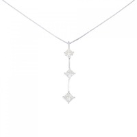 K18WG スリーストーン ダイヤモンド ネックレス 1.00CT