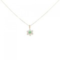 【新品】K18YG フラワー エメラルド ネックレス 0.02CT