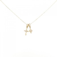 K10YG クロス ダイヤモンド ネックレス 0.012CT