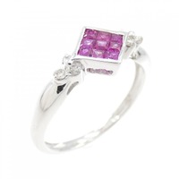 K18WG ルビー リング 0.25CT