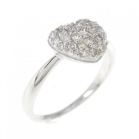 K18WG ハート パヴェ ダイヤモンド リング 0.25CT