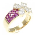 K18YG フラワー ルビー リング 1.81CT