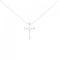 K18WG クロス ダイヤモンド ネックレス 0.06CT