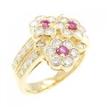 K18YG フラワー ルビー リング 0.24CT