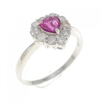 PT ハート ルビー リング 0.25CT