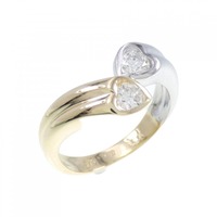 K18YG/PT ハート ダイヤモンド リング 0.325CT