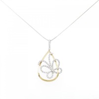 K18YG/K18WG バタフライ ダイヤモンド ネックレス 0.50CT