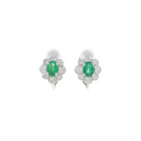 PT/K14WG フラワー エメラルド イヤリング 0.67CT