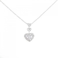 K18WG パヴェ ハート ダイヤモンド ネックレス 0.77CT