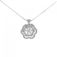K18WG フラワー ダイヤモンド ネックレス 2.05CT