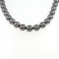 シルバークラスプ 黒蝶パール ネックレス 10-12mm