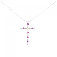 K18WG クロス ルビー ネックレス