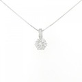 K18WG フラワー ダイヤモンド ネックレス 0.33CT