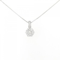 K18WG フラワー ダイヤモンド ネックレス 0.33CT